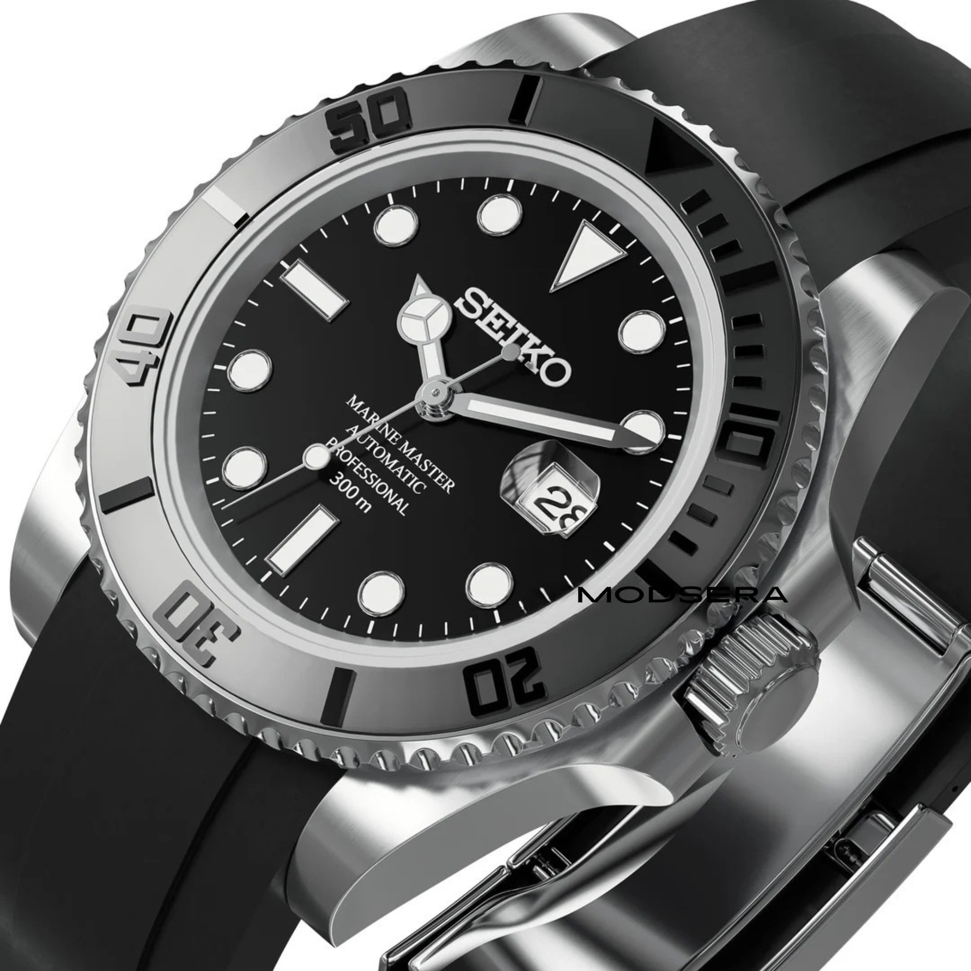 Seikomariner svart gummi 